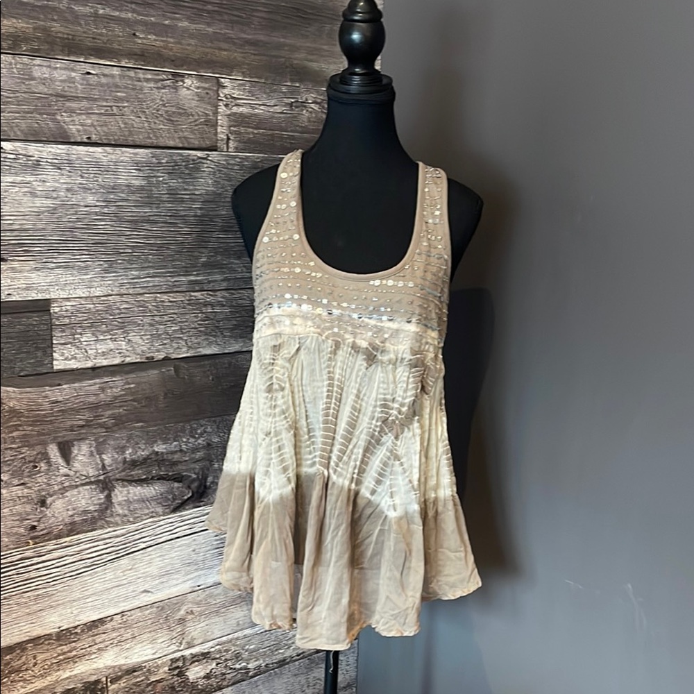 Elegant Beige Sequin Women's Top